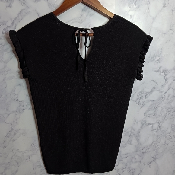 Ann Taylor Factory Blouse Top Women Size XSP Black Stretch Short Sleeve Casual - Picture 4 of 7
